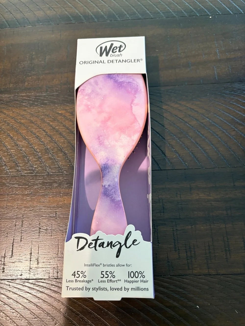 Wet Brush Original Detangler Pink Purple Watercolor IntelliFlex Hair Brush NEW